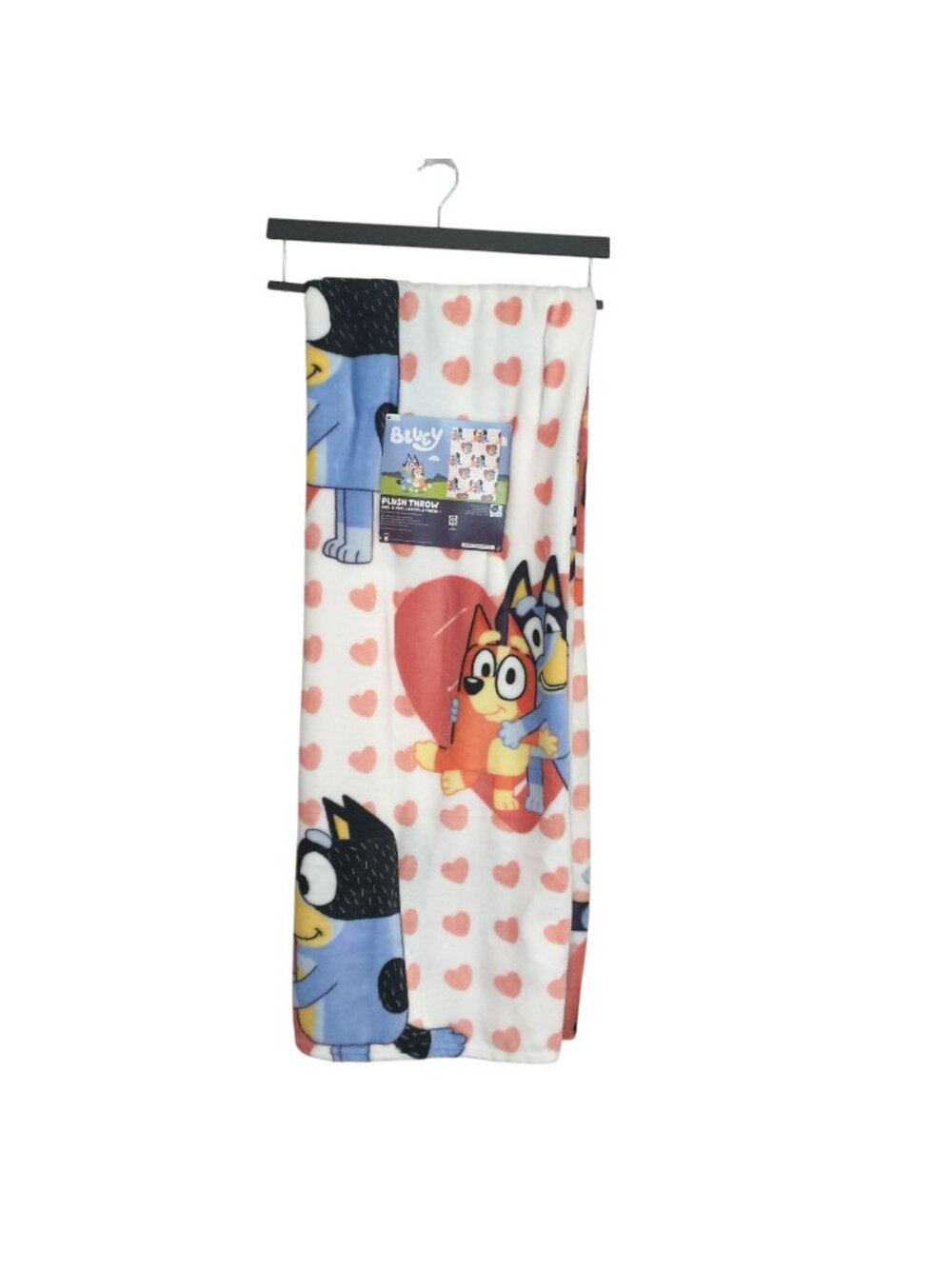 BLUEY Valentine Plush Throw BLUEY BINGO Hugging Hearts 50" x 70"